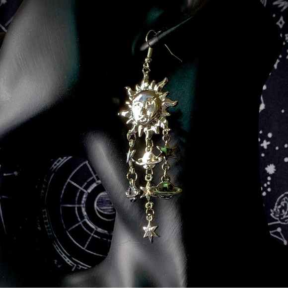 Silver Celestial Dangle Earrings - Picture 1 of 2